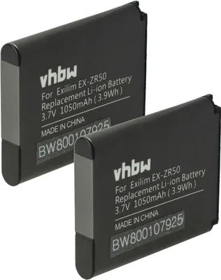 Produktbild von vhbw 2x Akku kompatibel mit Casio Exilim EX-ZR50 Kamera (1050 mAh, 3,7 V, Li-Ion)