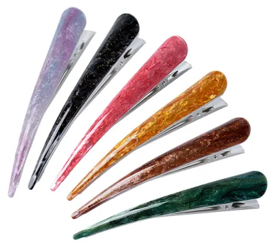 Image de 6 barrettes en forme de bec de canard pour femmes, barrettes tendance pour femmes et filles – barrettes antidérapantes et résistantes, accessoires pour cheveux, 13 x 3 cm