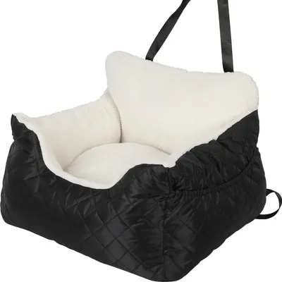 Produktbild von Aopunly Autositz für Hunde Stabiler Hundeautositz für kleine Hunde - Wasserdichter schwarz-weißer Patchwork-Hundeautositz für Rück- und Vordersitze