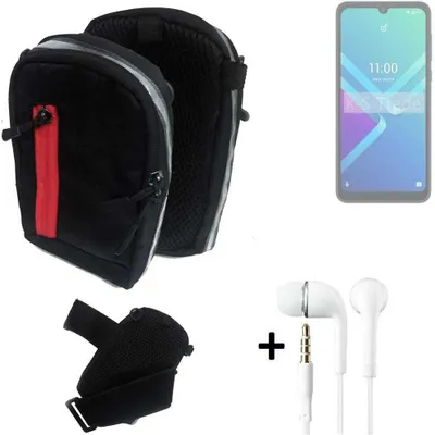 Produktbild von K-S-Trade Outdoor Gürteltasche Holster Umhängetasche + Kopfhörer kompatibel mit Wiko Y82 schwarz Handy Tasche Case travelbag Schutzhülle