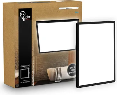 Immagine prodotto di B.K.Licht Pannello LED piatto 24x24cm quadrato 16W 1900lm 4000K bianco neutro protezione dagli spruzzi d'acqua nero - Lampada da soffitto bagno cucina soggiorno