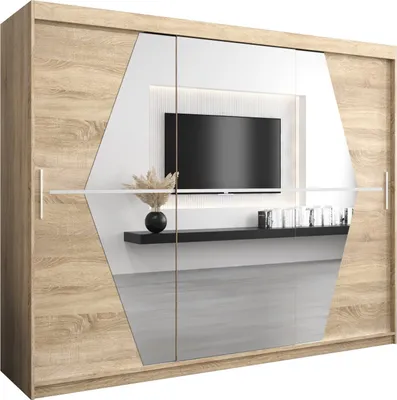 Produktbild von Kleiderschrank, Schiebetürenschrank Schlafzimmer, Schrank mit Spiegel BOLIWIA 250 cm