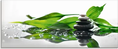 Produktbild von ARTland Glasbild Spa mit Steinen und Bambus Größe: 125x50 cm