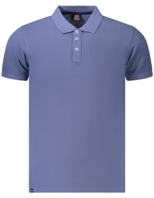 Produktbild von Elegantes Herren-Poloshirt Blau mit Applikation – Kurzarm, 3 Knöpfe
