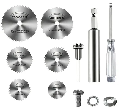 Imagen del producto de Juego de hojas de sierra circular mini, de 6 piezas, de acero rápido (HSS), para madera, PVC, aluminio, metal y plástico