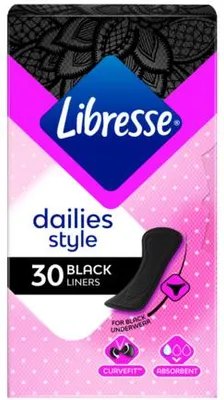 Obrázek produktu pro Libresse Vložky do kalhotek, normální, černé (30 ks)