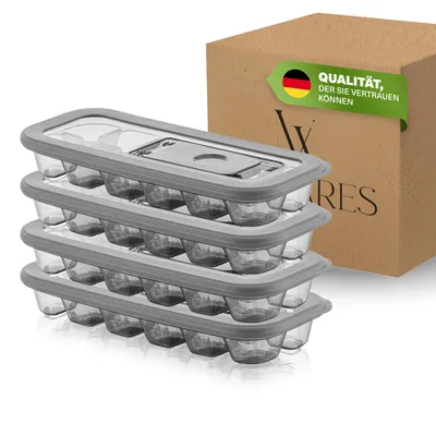 Produktbild von Viwares Eiswürfelform mit Deckel & Nachfüllöffnung – BPA-frei, 18 Würfel – spülmaschinenfest – dichter Eiswürfelbehälter für Cocktails, Wasser, Getränke – anthrazit, lebensmittelecht