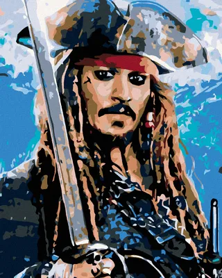 A painting-style image of Captain Jack Sparrow holding a sword.