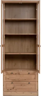 Image de CALICOSY - Vitrine avec 2 portes vitrées et 2 tiroirs L80 cm - TIMBER