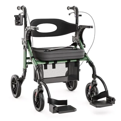 Produktbild von Helavo 2-in-1 Faltbar Rollator und Rollstuhl mit All-Terrain-Rädern
