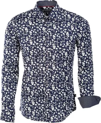 Immagine prodotto di Camicia firmata nuovissima CARISMA blu navy con motivo floreale CRM8417 L