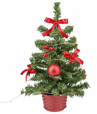 Produktbild von Deko Weihnachtsbaum rot geschmückt 20 LED warmweiß 25cm USB-Anschluss