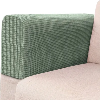 Produktbild von 2 Stück Stretch Sofa Armlehnenbezüge, Elastische Abnehmbar Waschbar Armlehnenschoner, Grün