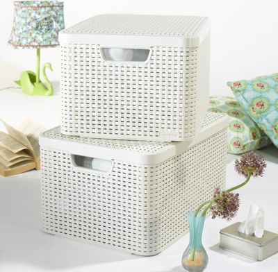 Úložný box Curver s vekom Style L 30L Cream White