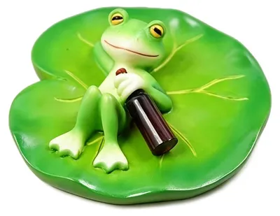 Gartenfigur Frosch mit Seerosenblatt, wetterfest, 1 Stück