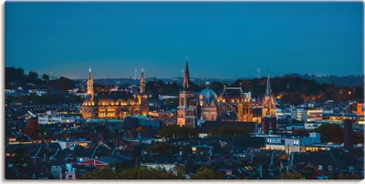 Produktbild von ARTland Leinwandbild Aachen Skyline II Größe: 100x50 cm