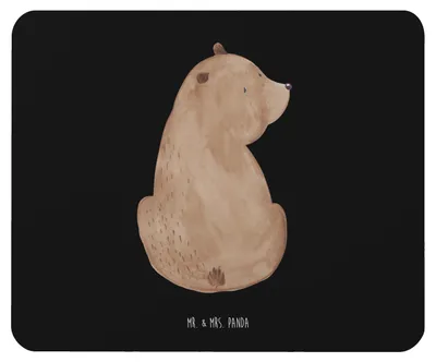 Produktbild von Mr. & Mrs. Panda Mousepad Bär Schulterblick - Schwarz - Geschenk, Selbstachtung, Weltansicht, Motivation, Weisheit, Bären, Teddy, pc mausunterlage, Mouse Pad, mousematte