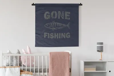 Produktbild von MuchoWow® Wandteppich Wandbehang Jahrgang - Fisch - Text 90x90 cm Tapisserie Dekoration Wandtuch - Wandaufhänger