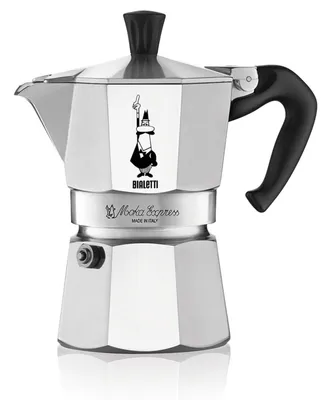 Produktbild von Bialetti Moka Express Aluminium-Kaffeemaschine für Herdplatten (2 Tassen), 90 milliliters, Silber/Schwarz, 8 x 11 x 11 cm