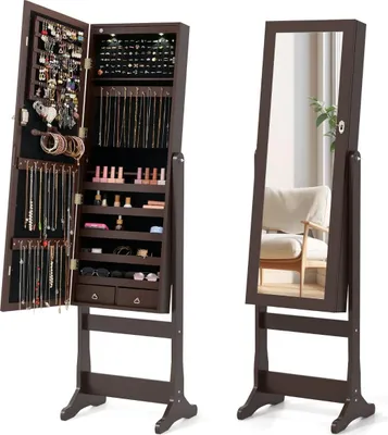 Image de Armoire à bijoux avec éclairage LED et miroir pleine longueur