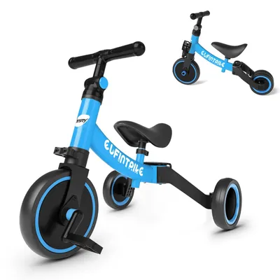 Image de Roues d'équilibre "besrey" 5 en 1 : roues d'équilibre, tricycle pour enfants, tricycle, vélo d'apprentissage pour enfants de 1 à 4 ans (bleu)