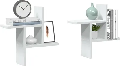 Produktbild von "WINTER SALE"Wandregale 2er set - modernes Design - Hängeregal/Küchenregal - Weiß 38x12x38cm Holzwerkstoff NEU655841 - Wandregale