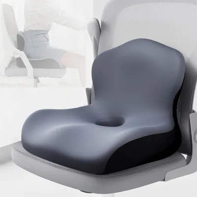 Image de Coussin de siège orthopédique avec support lombaire en mousse viscoélastique