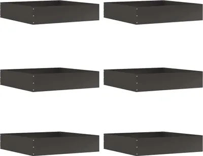 Produktbild von vidaXL Raseneinfassung 6 pcs Schwarz 60 x 60 x 13 cm Stahl