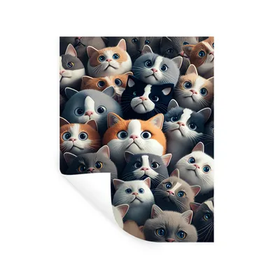 Produktbild von MuchoWow® Wandtattoo Wandsticker Wandaufkleber Katze - Tiere - Katze - Grau - Muster - Kind 60x80 cm Selbstklebend und Repositionierbar - Repositionierbar - Wasser abweisend
