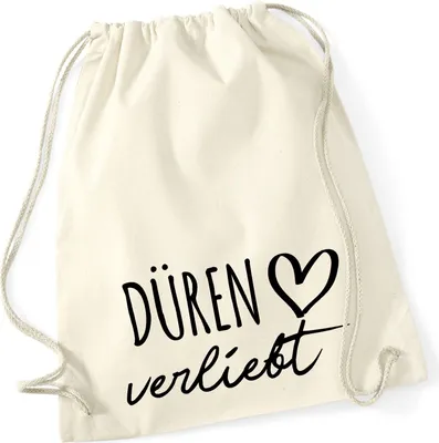 Produktbild von Huuraa Turnbeutel Düren verliebt 12 Liter Natural Baumwolle Rucksack Geschenkidee