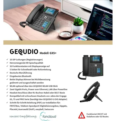 Immagine prodotto di GEQUDIO WA9550 GEQUDIO GX5+ IP-Telefon Set mit Netzteil