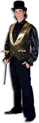 Produktbild von L3300182-52-A schwarz-gold Herren Pailletten Show Weste Gr.52