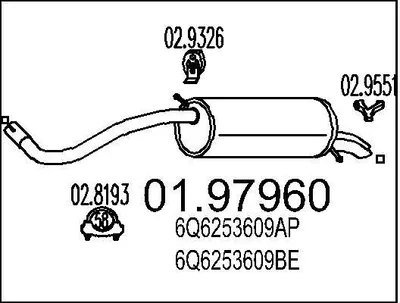 Produktbild von MTS 01.97960 Endschalldämpfer für VW POLO (9N) Auspuff