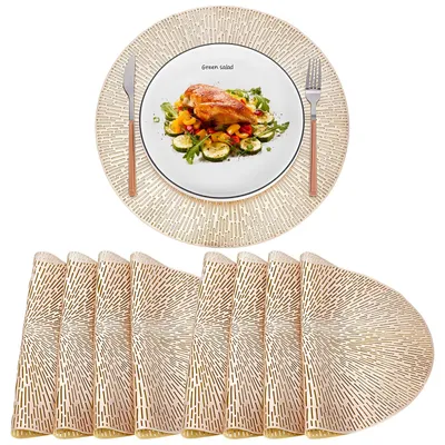 Runde Platzsets gold 38 cm 8 Stück hitzebeständig rutschfest