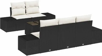 Immagine prodotto di Set Divano da Giardino con cuscino Nero polyrattan