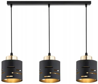 Produktbild von KAR-LIGHTING Pendelleuchte 3-flammig Schwarz, Metall für Esszimmer und Wohnbereich, höhenverstellbar, E27-Fassung, Innenbeleuchtung
