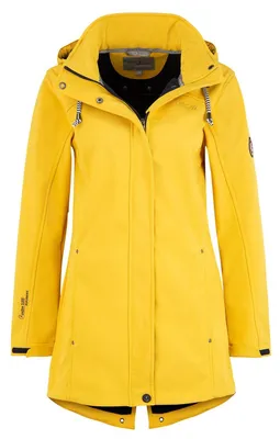 Produktbild von Blue Wave Damen Softshellmantel Birgit - Softshelljacke Outdoor-Jacke mit abnehmbarer Kapuze in Gelb Größe 38