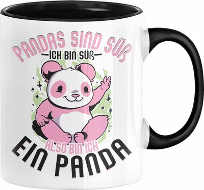 Produktbild von Panda Tasse Geschenk Mädchen Pandas Sind Süß Also Bin Ich Süß Geschenkidee für Panda-Liebhaberin (Schwarz)