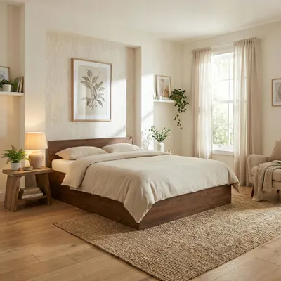 Produktbild von Komvortowy | Bett 140x200 Cm | Doppelbett Mit Metall-Lattenrost | ARVADONNA-KASTANIE | Großem Bettkasten & Stauraum | Hochklappbar Nach Oben