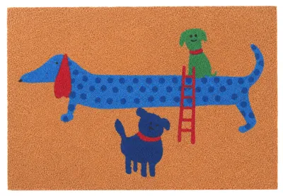 Produktbild von Relaxdays Fußmatte Kokos 60x40 cm, Türvorleger Dackel, rutschfest, wetterfest, Fußabstreifer innen & außen, mehrfarbig