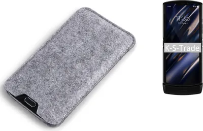 Produktbild von K-S-Trade Filz Handyhülle kompatibel mit Motorola Razr (2019) Schutzhülle Filztasche Filz Tasche Case Sleeve Handy Hülle Filzhülle grau