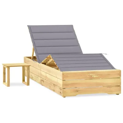 Obrázok produktu pre Záhradné ležadlo so stolom a podložkou, impregnovaná borovica