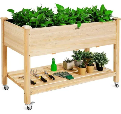 Obrázok produktu pre Drevený vyvýšený záhon B09SH32FP4, rozmer 120 x 59 x 84 cm, prírodná farba