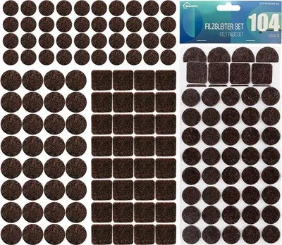 Productafbeelding van Viltpads voor stoelpoten, 104 stuks, 5 mm dik, zwart, geschikt voor harde vloeren, beschermt tegen krassen