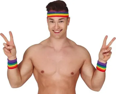 Produktbild von Regenbogen LGBT Handgelenk und Stirnband