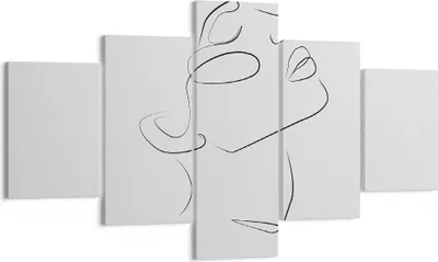 Produktbild von Bild auf Leinwand - Leinwandbild - 5 Teile - Stück Linear Gesicht - 125x70cm - Wand Bild - Wanddeko - Wandbilder - Leinwanddruck - Bilder - Wanddekoration - Leinwand bilder - Wandbild - EA125x70-4823