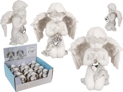 Image de Ange à genoux avec cœur en cristal