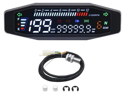 Produktbild von Digitale Motorradgeschwindigkeitmesser - Wasserdicht - Drehzahlmesser 12000 U/min - Ölindikator