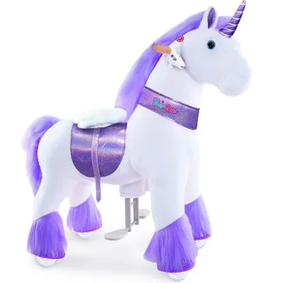 Image de PoneyCycle Officiel Classique Modèle U Montez sur la Licorne Licorne Violette Jouet en Peluche sur Roues - Ux406