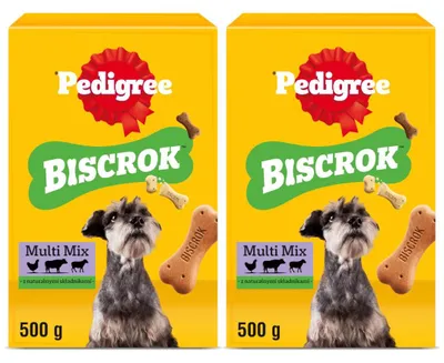 Zdjęcie produktu dla Przysmak Dla Psa Pedigree Biscrok Multi Mix 2x500g Chrupiące Ciasteczka